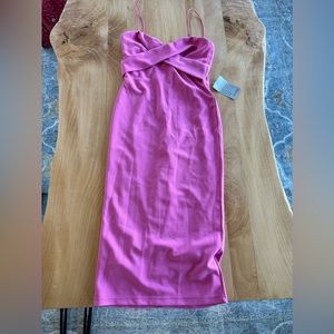 Pink cross front midi dress